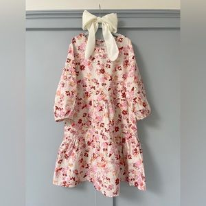 Girls Pink + Cranberry Floral Pouf 3/4 Length Sleeve Tier Dress H&M Size 12